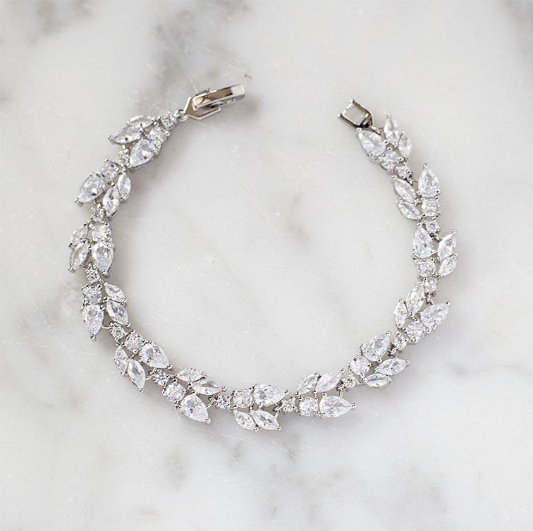 Bracelet pour mariée doré rose chic cristal Zircon « Lyra » – Image 2