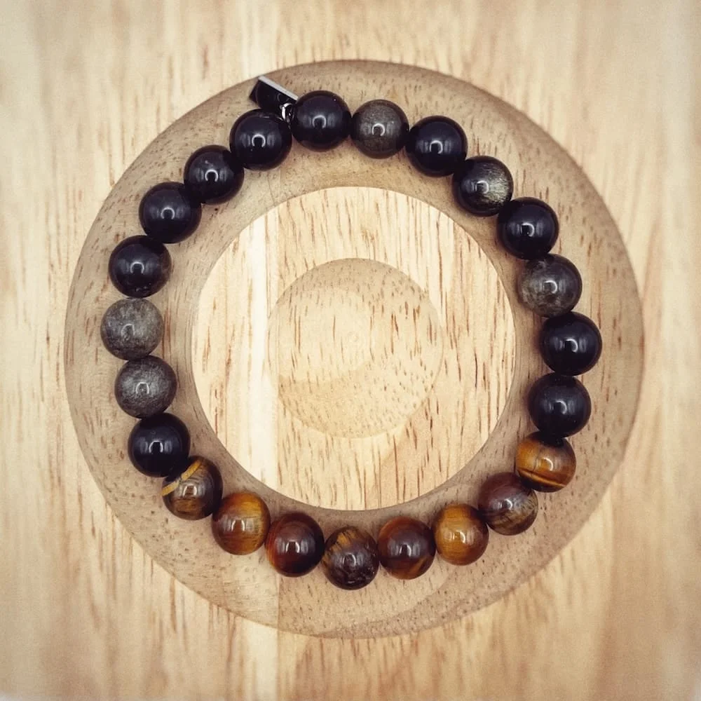 Bracelet oeil de tigre et obsidienne – Ulysse – Image 2
